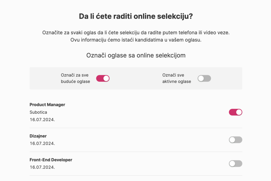 Online selekcija